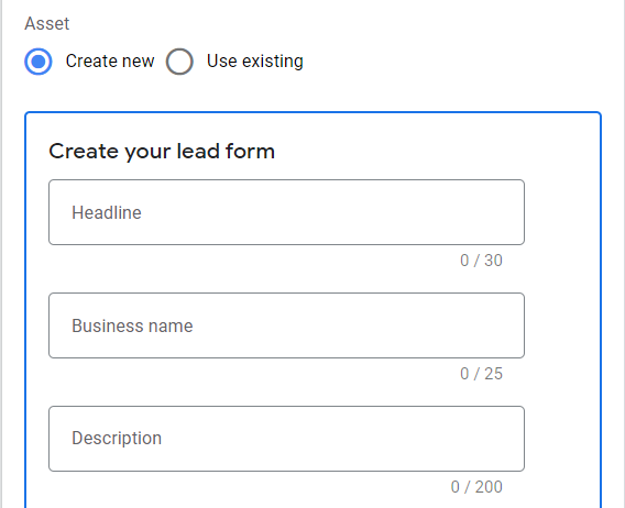 lead form asset creation step 2 64930926d42dc sej - The Complete Guide To Google Ads Lead Forms Extensions