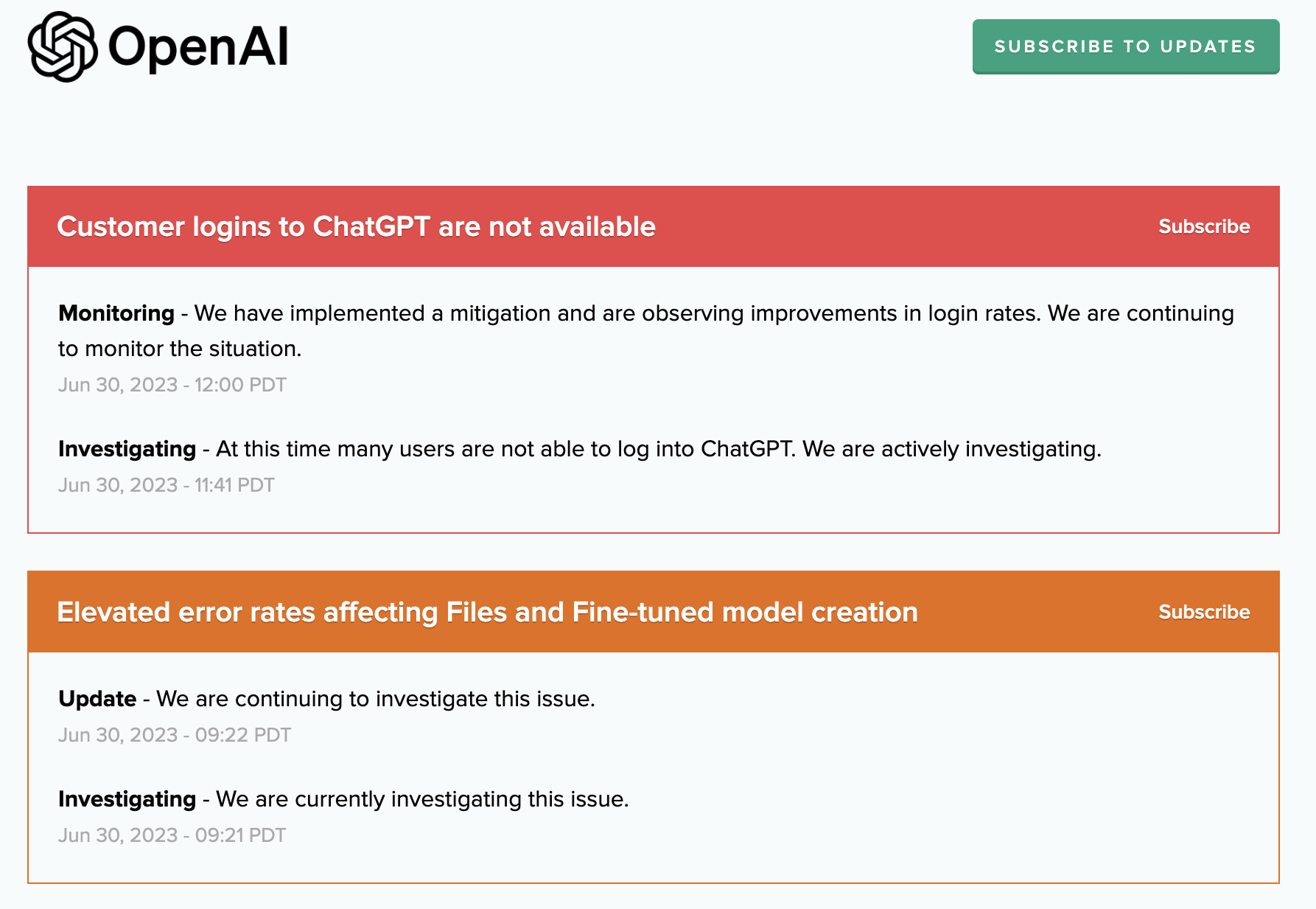 openai status update chatgpt login outage 649f2734340cb sej - OpenAI Experiences ChatGPT Outage: Login Unavailable For All Users