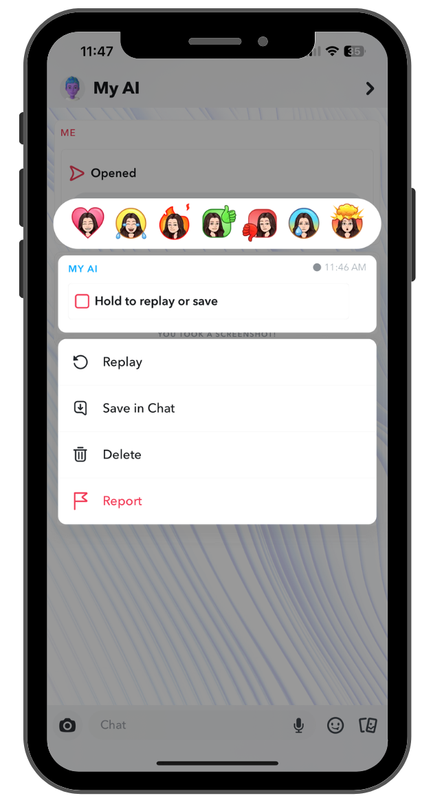 snapchat my ai save in chat