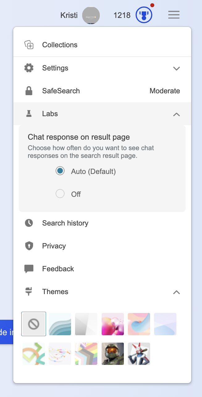 Bing AI Chat and Copilot are available for search in Google Chrome.