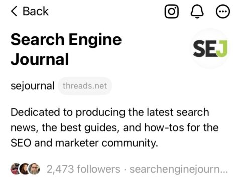 Follow Search Engine Journal on Threads