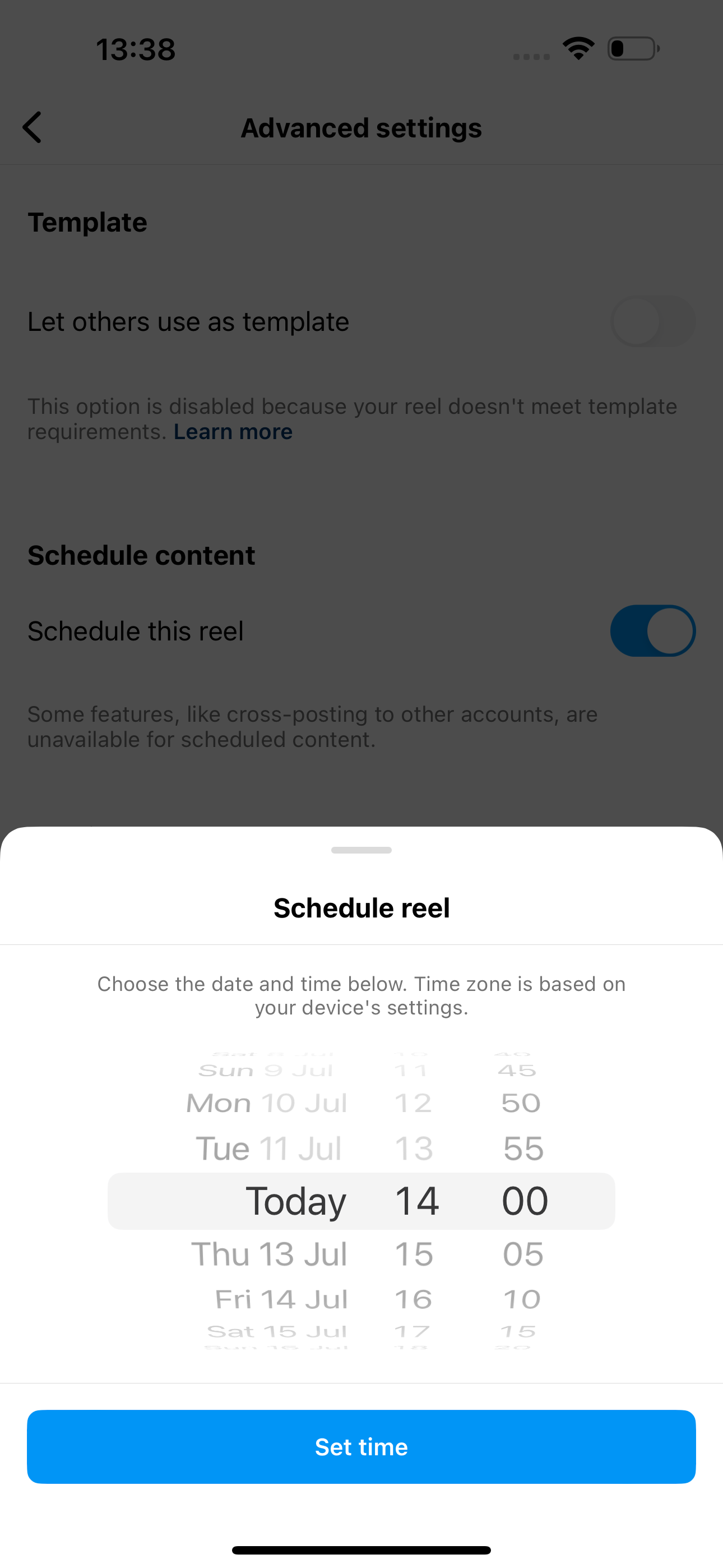 Schedule content date time picker