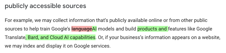 Google actualiza la política de privacidad para recopilar datos públicos para el entrenamiento de IA