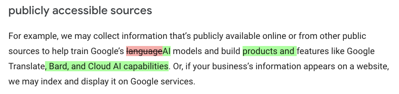 screenshot 2023 07 03 at 4.07.36 pm 64a3308781de3 sej - Google Updates Privacy Policy To Collect Public Data For AI Training