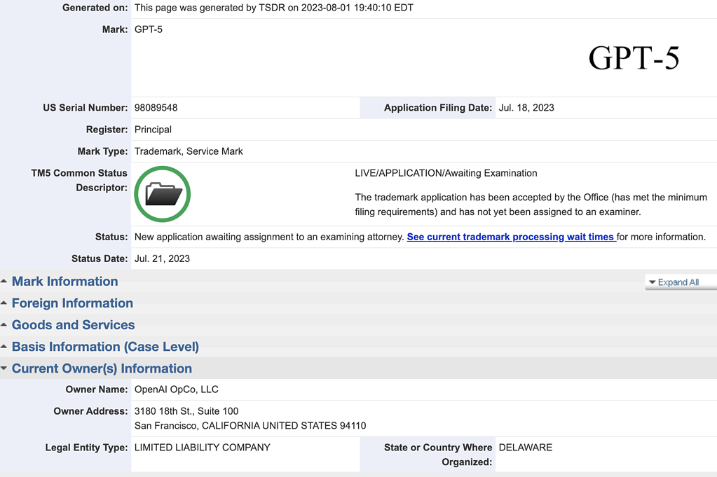 Openai Files Trademark Application For Gpt 5 Openai Files Trademark Application For Gpt 5