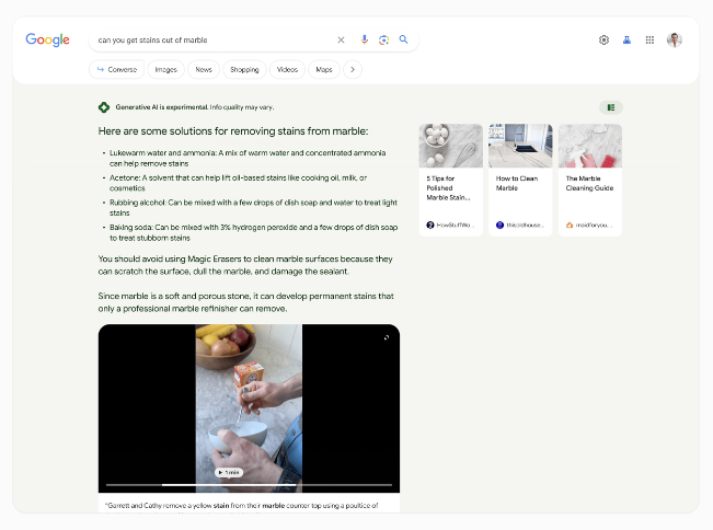 Google acelera los resúmenes de IA y agrega más imágenes a SGE