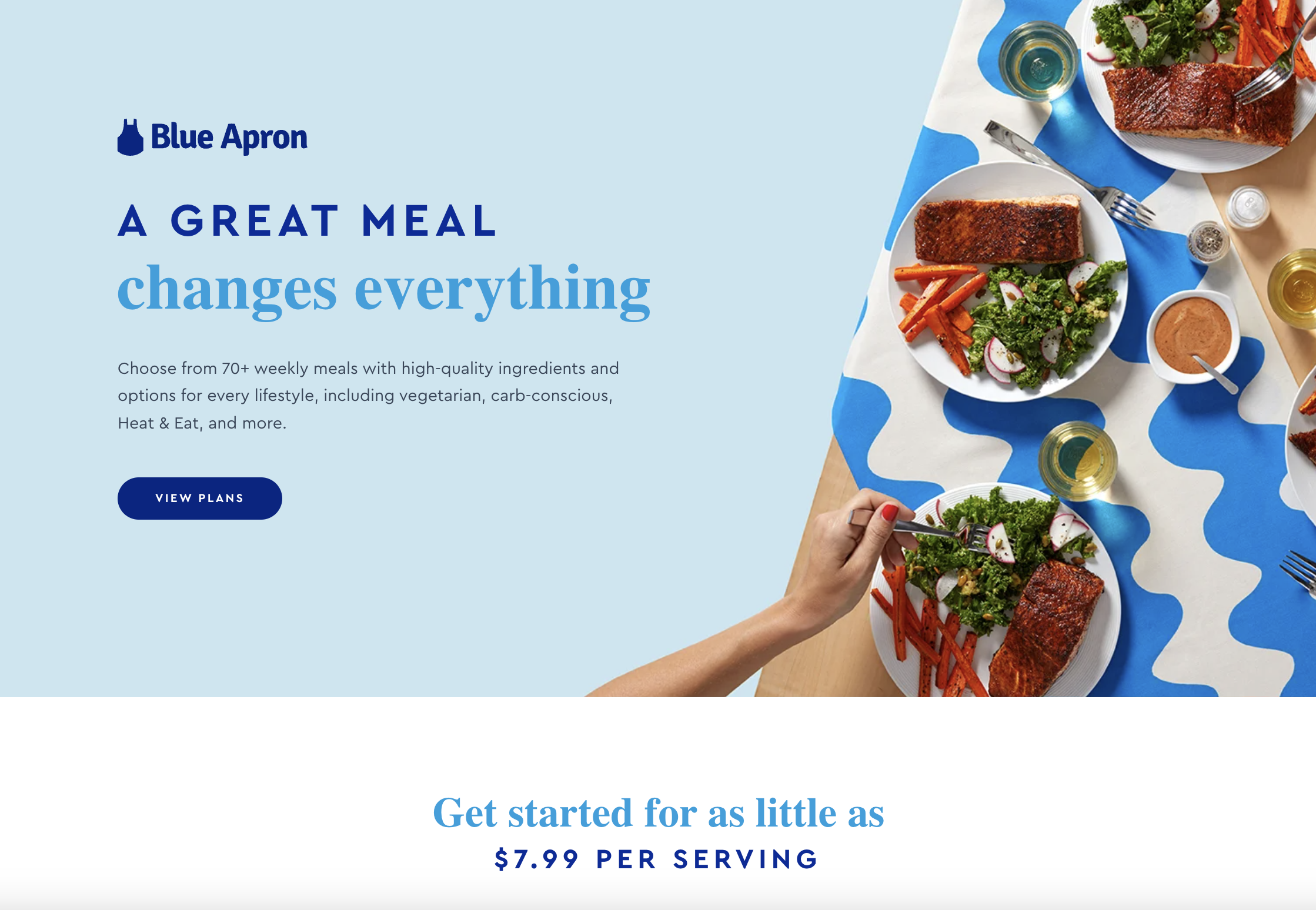 Blue Apron landing page