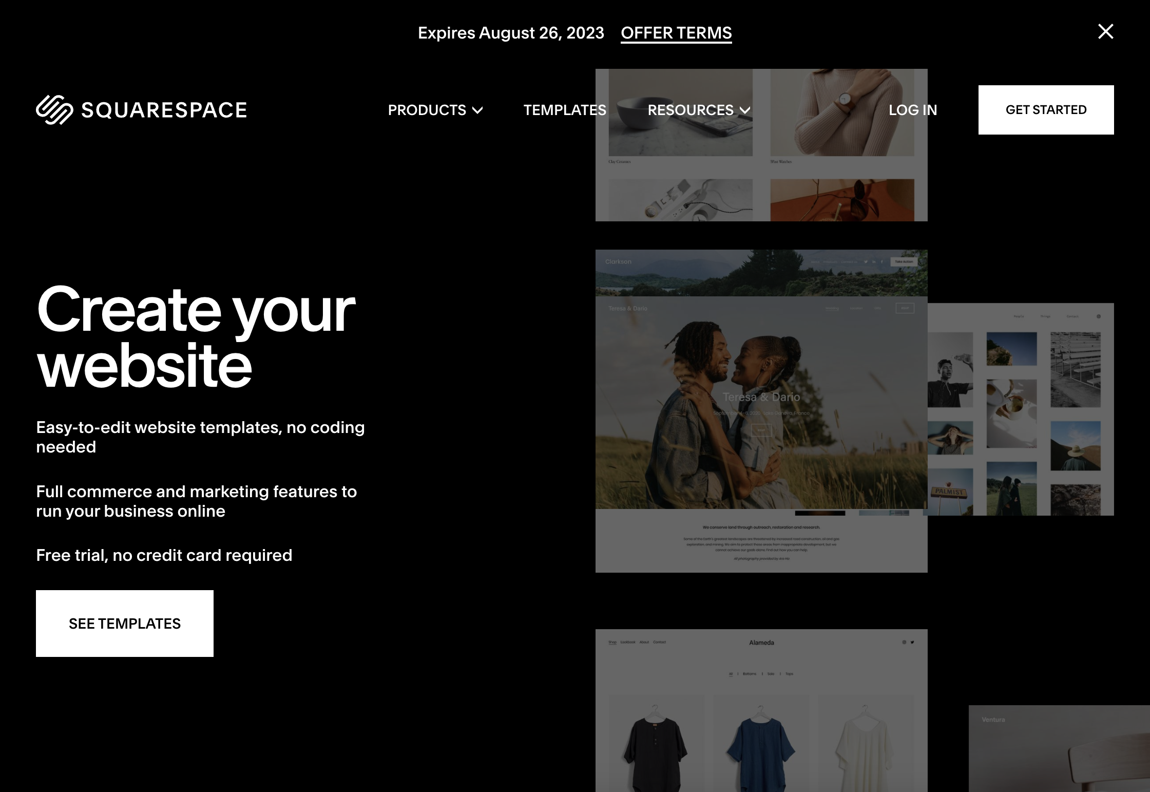 Squarespace landing page