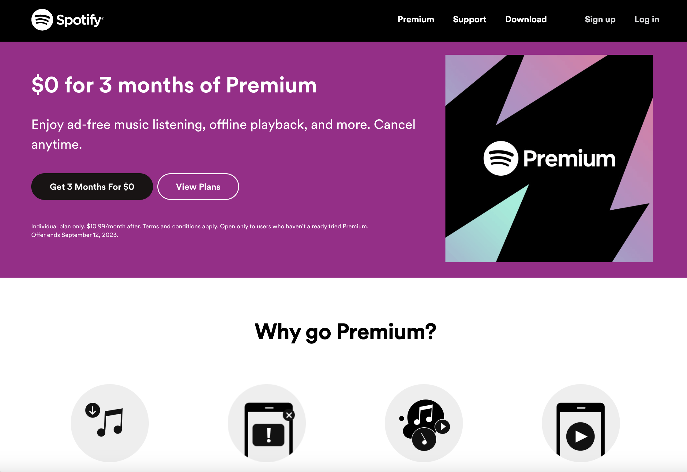 Spotify landing page