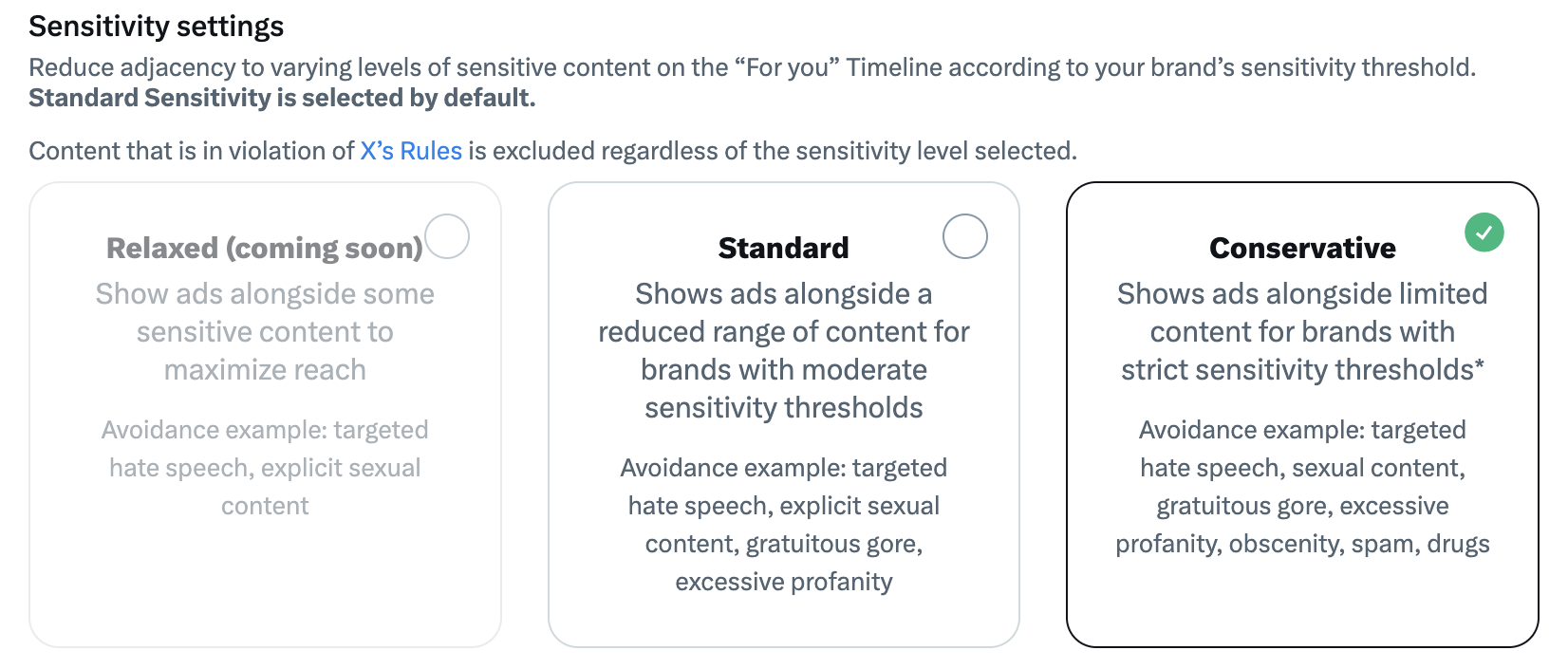 x advertiser sensitivity settings controls 64d2d7e10163e sej - X Introduces New Brand Safety Features For Advertisers