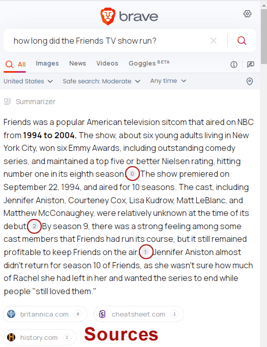 Screenshot Of Brave Summarizer