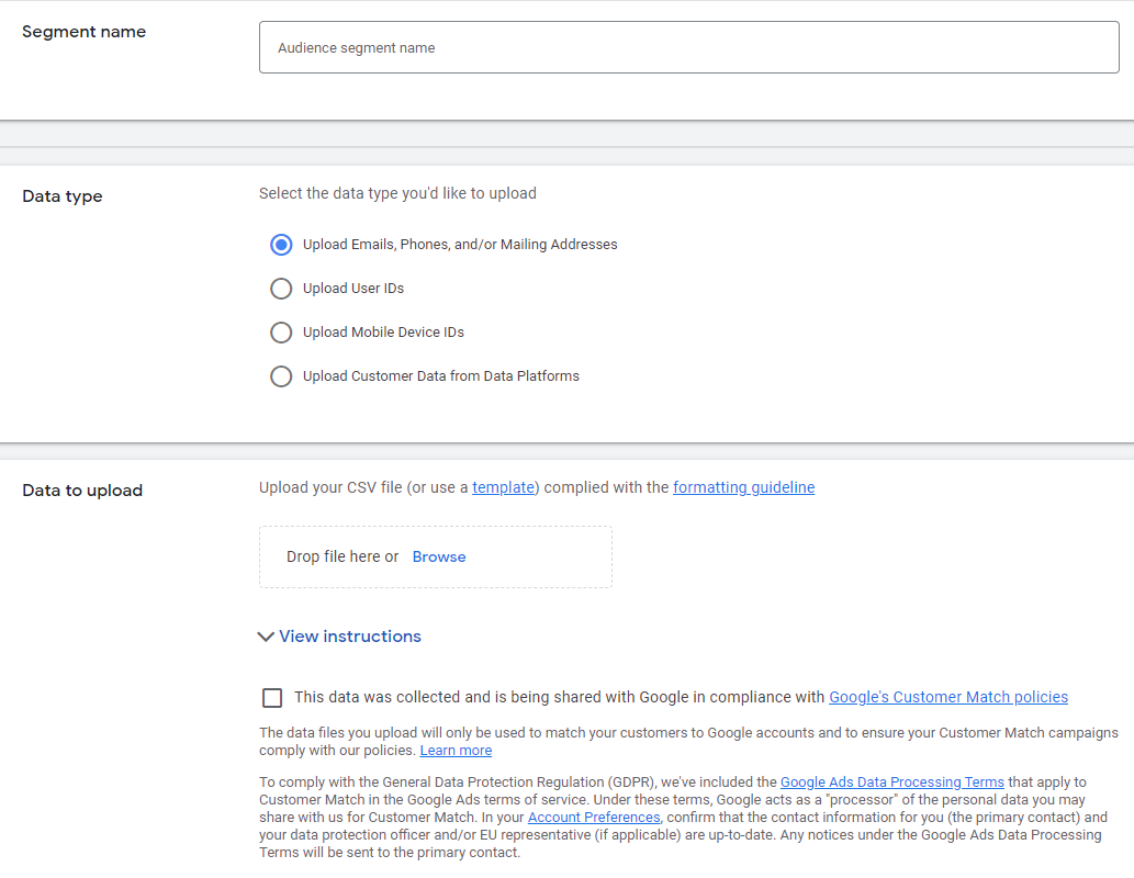 Google Ads customer segment