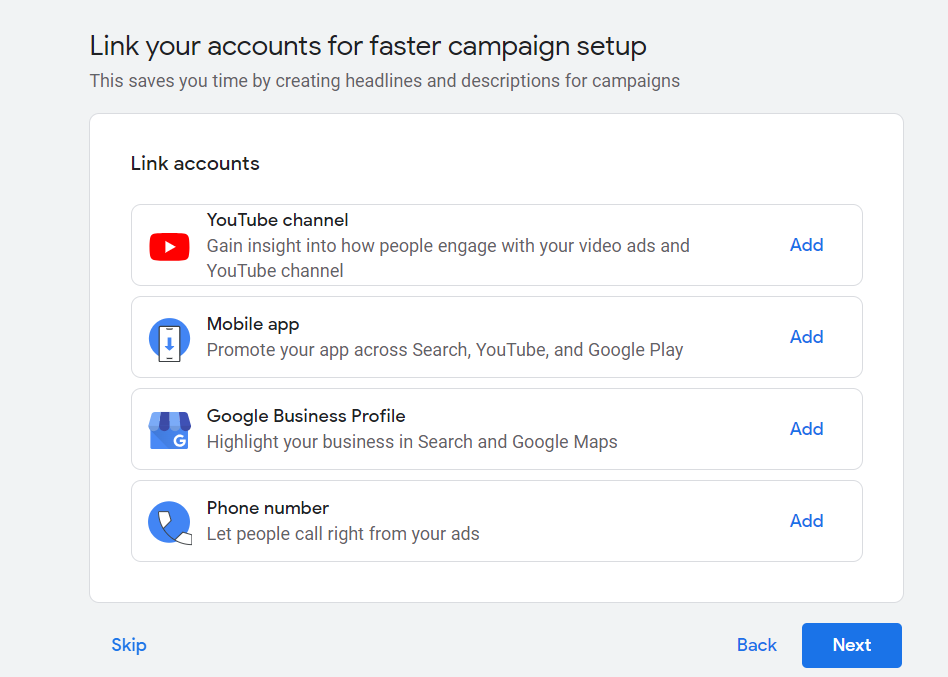 Link accounts for Google Ads
