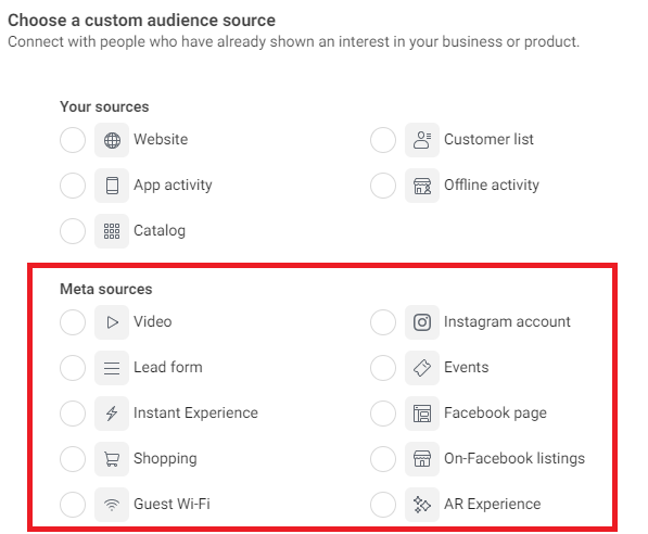 choisir une source d'audience personnalisée