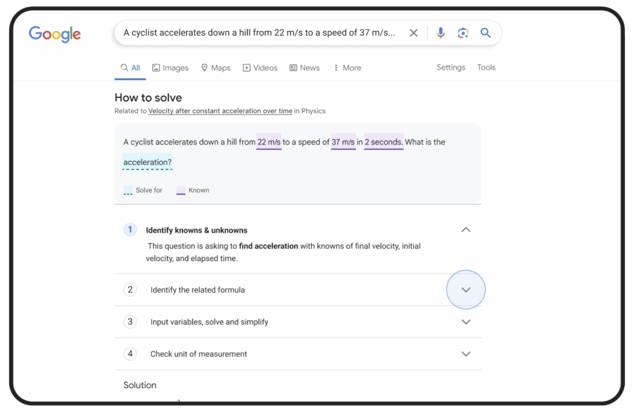 گوگل ابزارهای جستجوی جدیدی را برای کمک به ریاضیات و علوم راه اندازی می کند