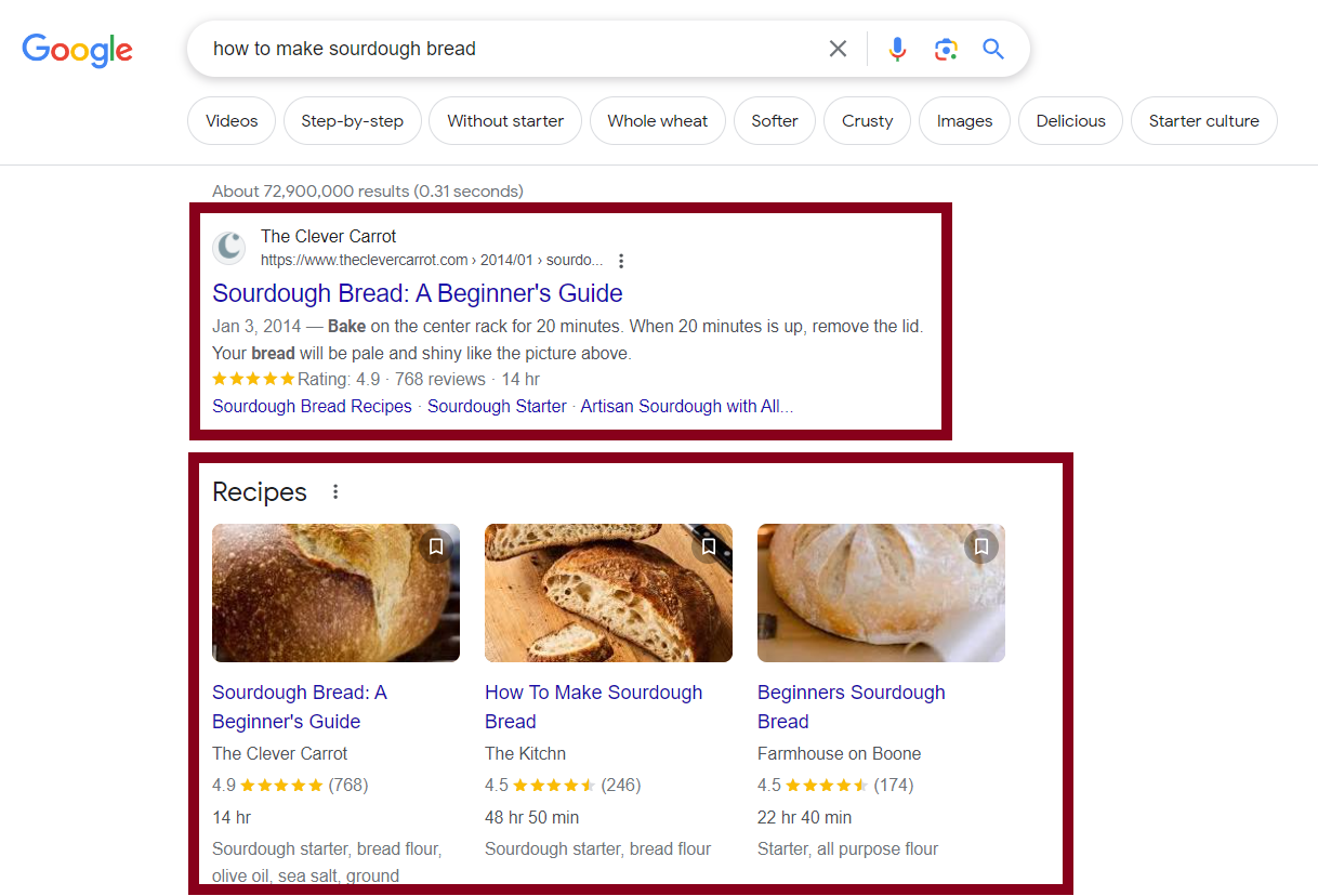 sourdough google organic result exampler 652609417126e sej - SEO Vs. PPC: Pros, Cons & Differences