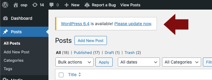 La version de maintenance de WordPress 6.4.1 corrige les bugs de la version 6.4