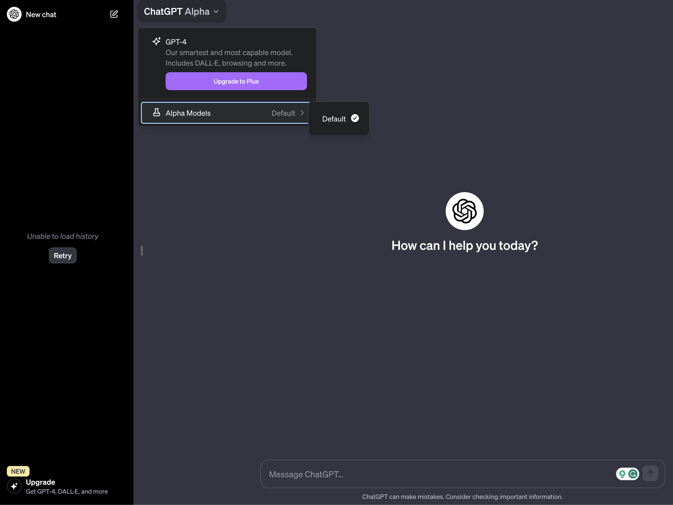 chatgpt alpha models 655d35456e165 sej - ChatGPT Alpha Appearing Alongside High Demand Error Messages