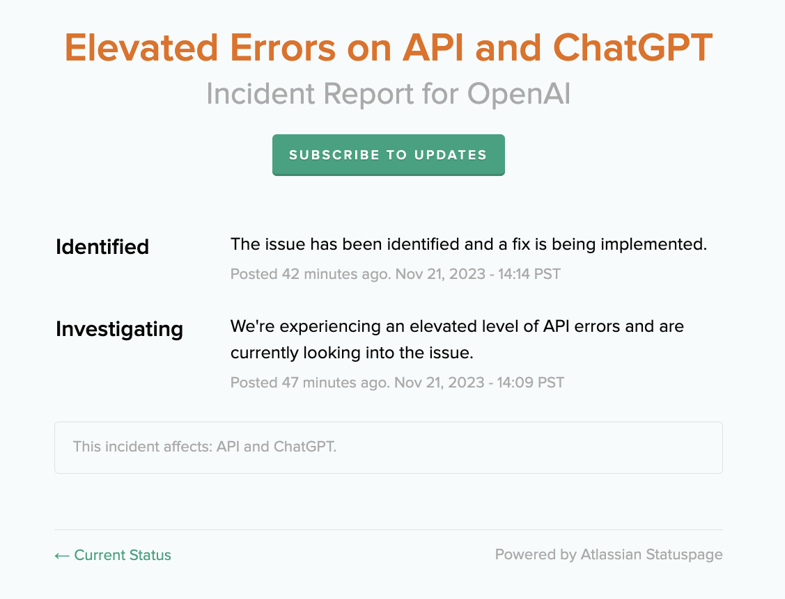 ChatGPT Alpha aparece junto con mensajes de error de alta demanda