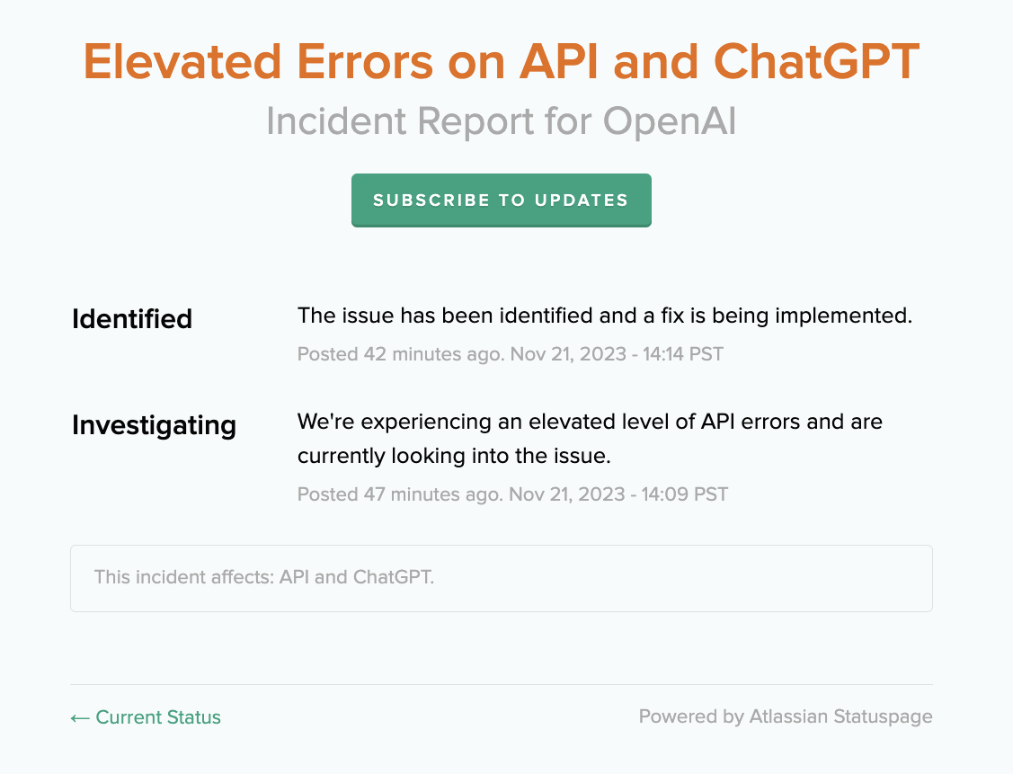 ChatGPT Alpha Appearing Alongside High Demand Error Messages