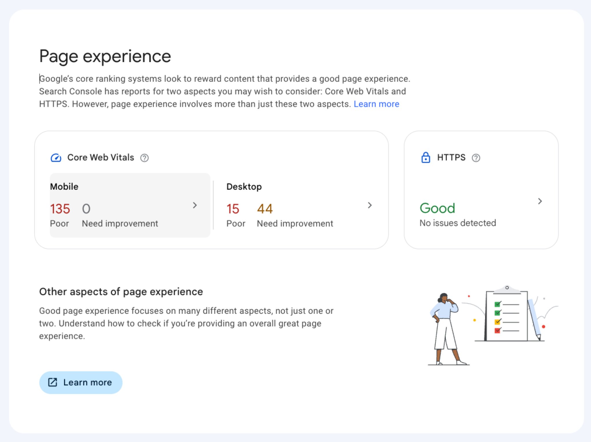 Google simplifie le rapport sur l'expérience de la page Search Console