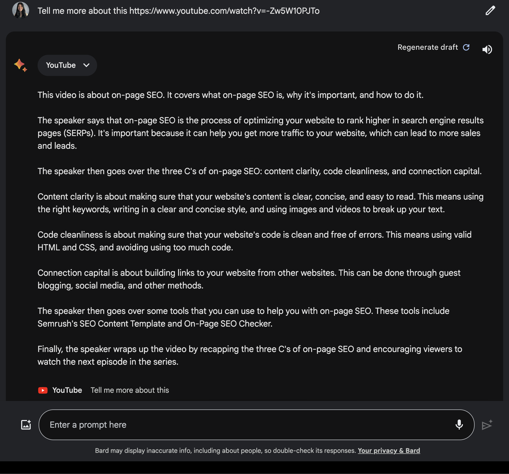 google bard youtube video understanding update 14 655e4a33280ed sej - Google Bard's Latest Update Enhances Understanding Of YouTube Videos