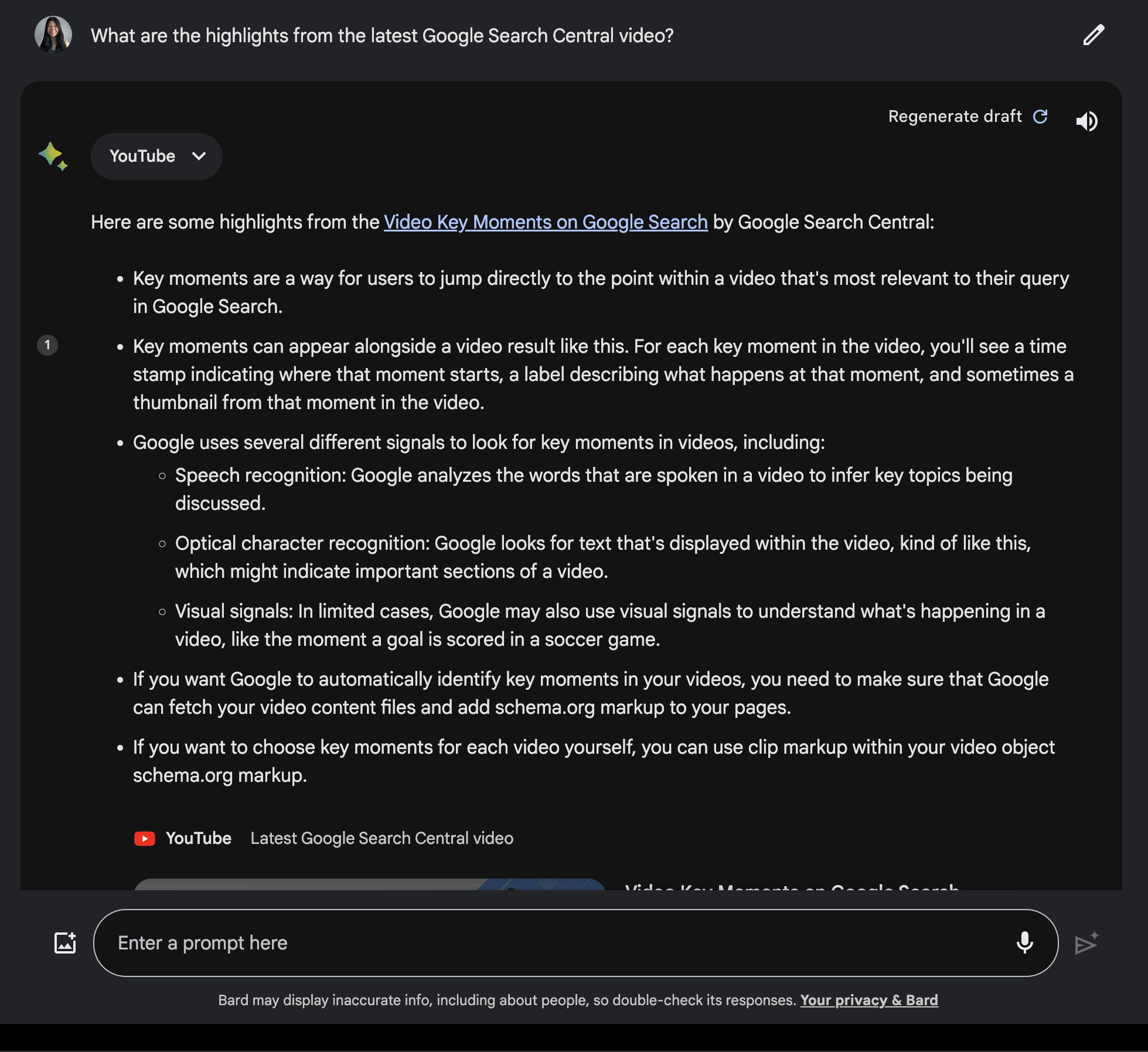 google bard youtube video understanding update 3 655e4486eb9f8 sej - Google Bard's Latest Update Enhances Understanding Of YouTube Videos