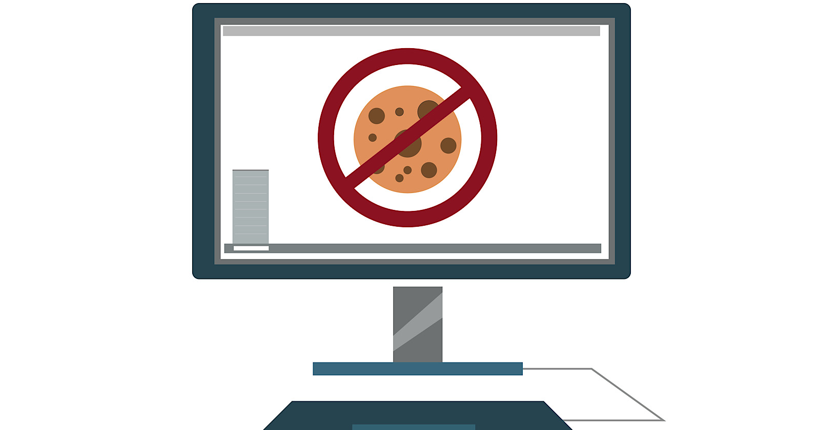A Cookie with no sign in a computer monitor.