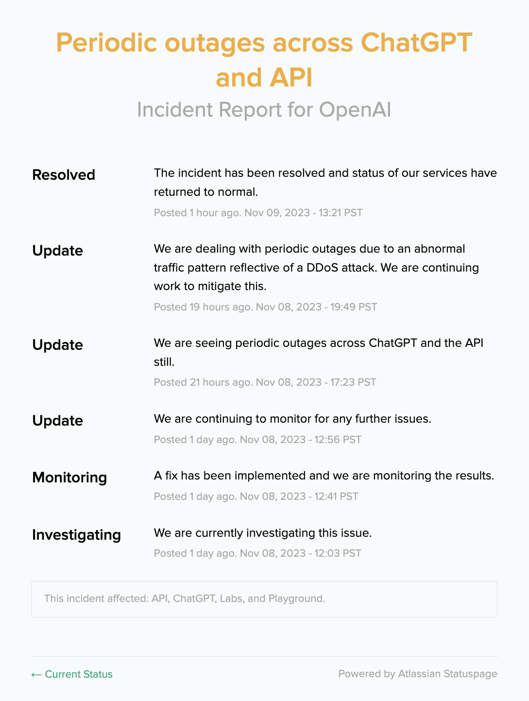 OpenAI Resolves Periodic ChatGPT And API Outages Caused By DDoS Attacks