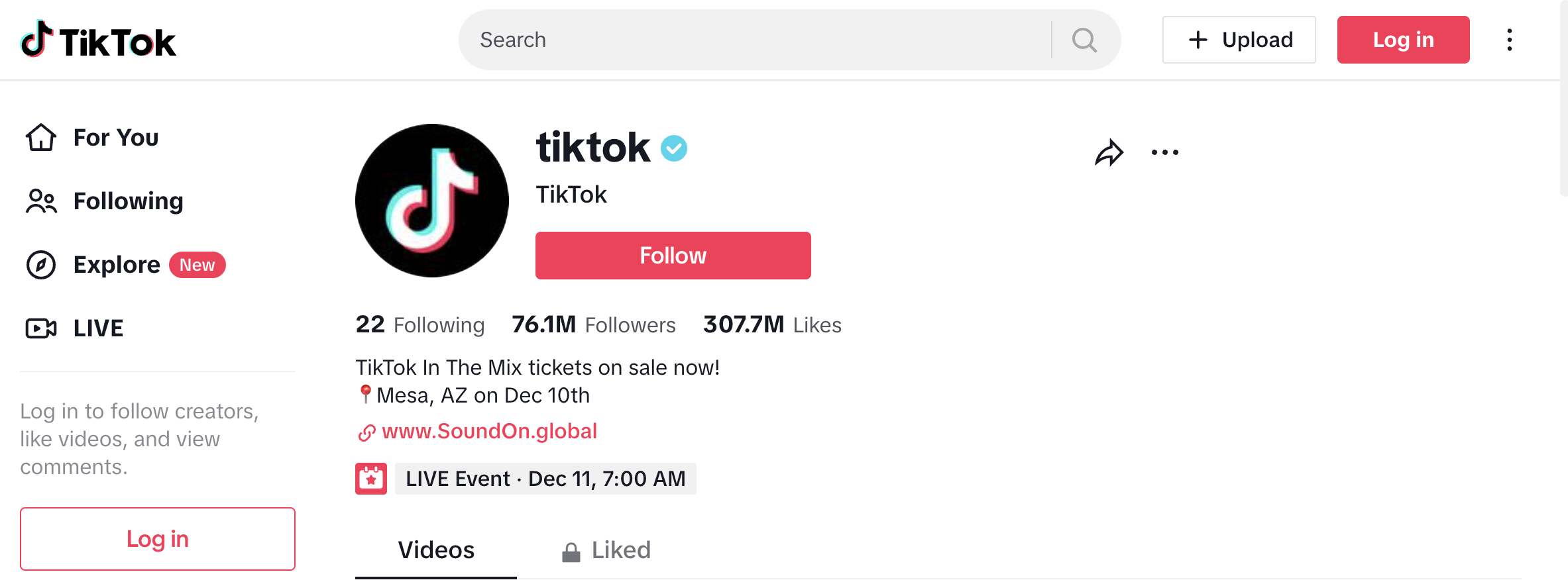 TikTok official account on TikTok