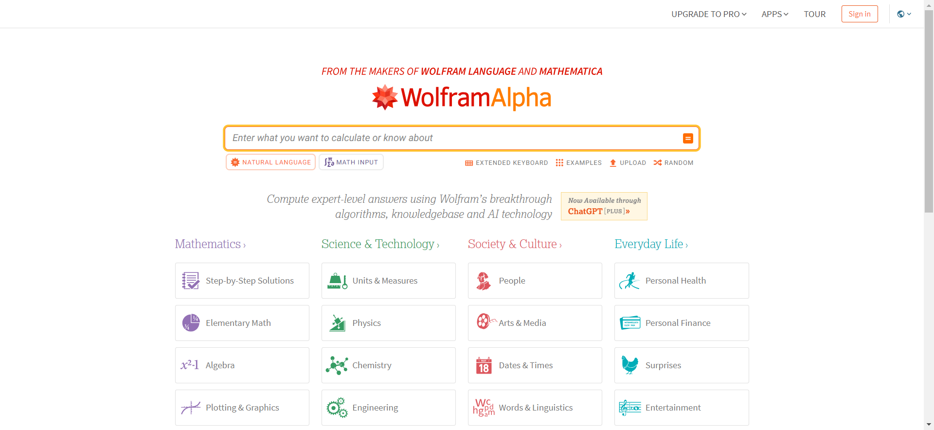 Screenshot from WolframAlpha.com