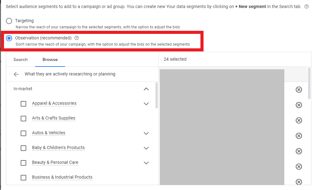 google ads audience observation mode 6570b483b64df sej - 7 Google Ads Shortcuts For Better Results With Less Effort