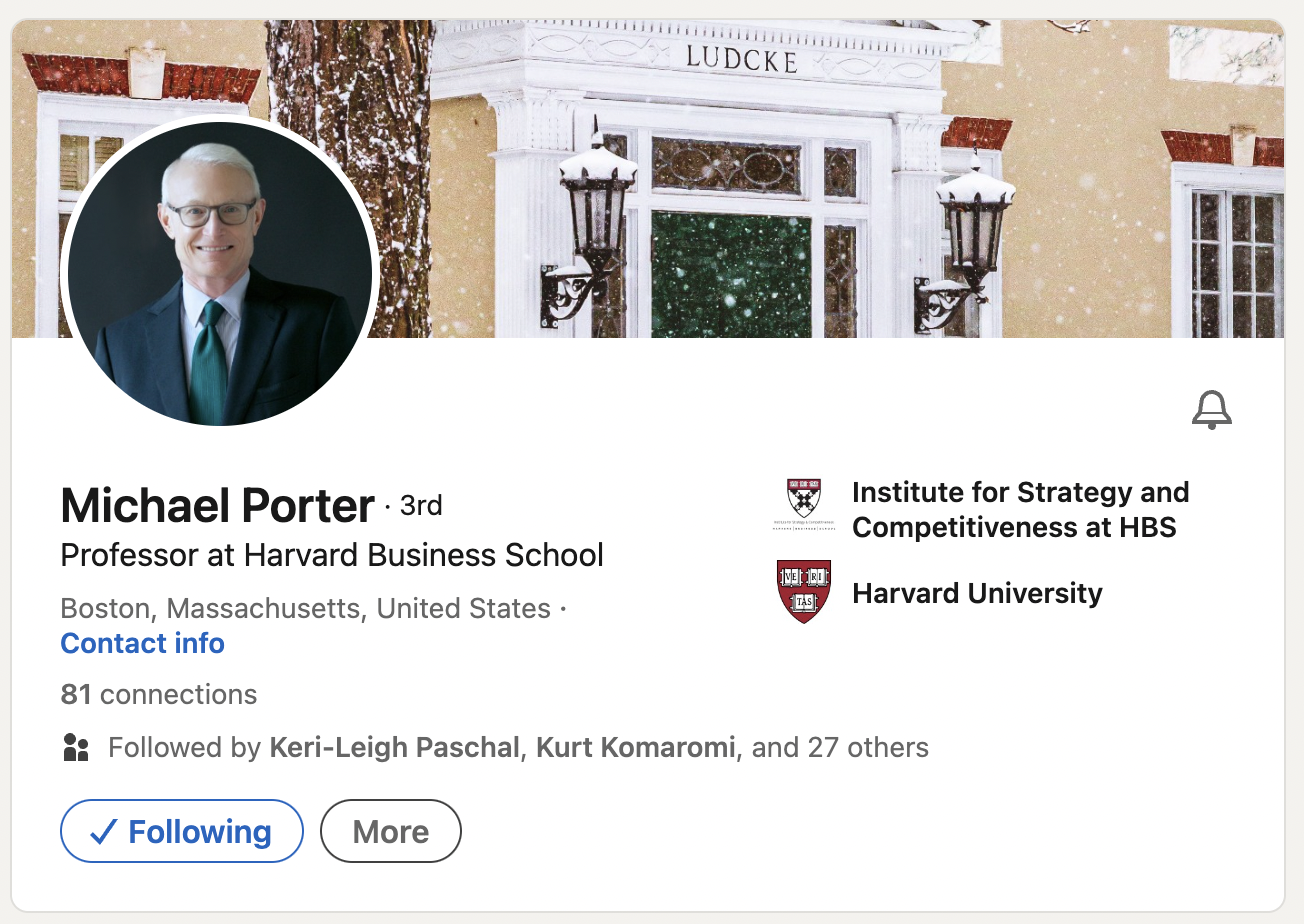 Profil d'influence des experts de Michael Porter