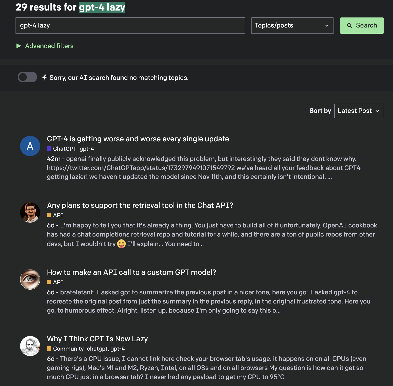 openai community forums gpt 4 worse 6574b128ec53e sej - OpenAI Investigates 'Lazy' GPT-4 Complaints On Google Reviews, X