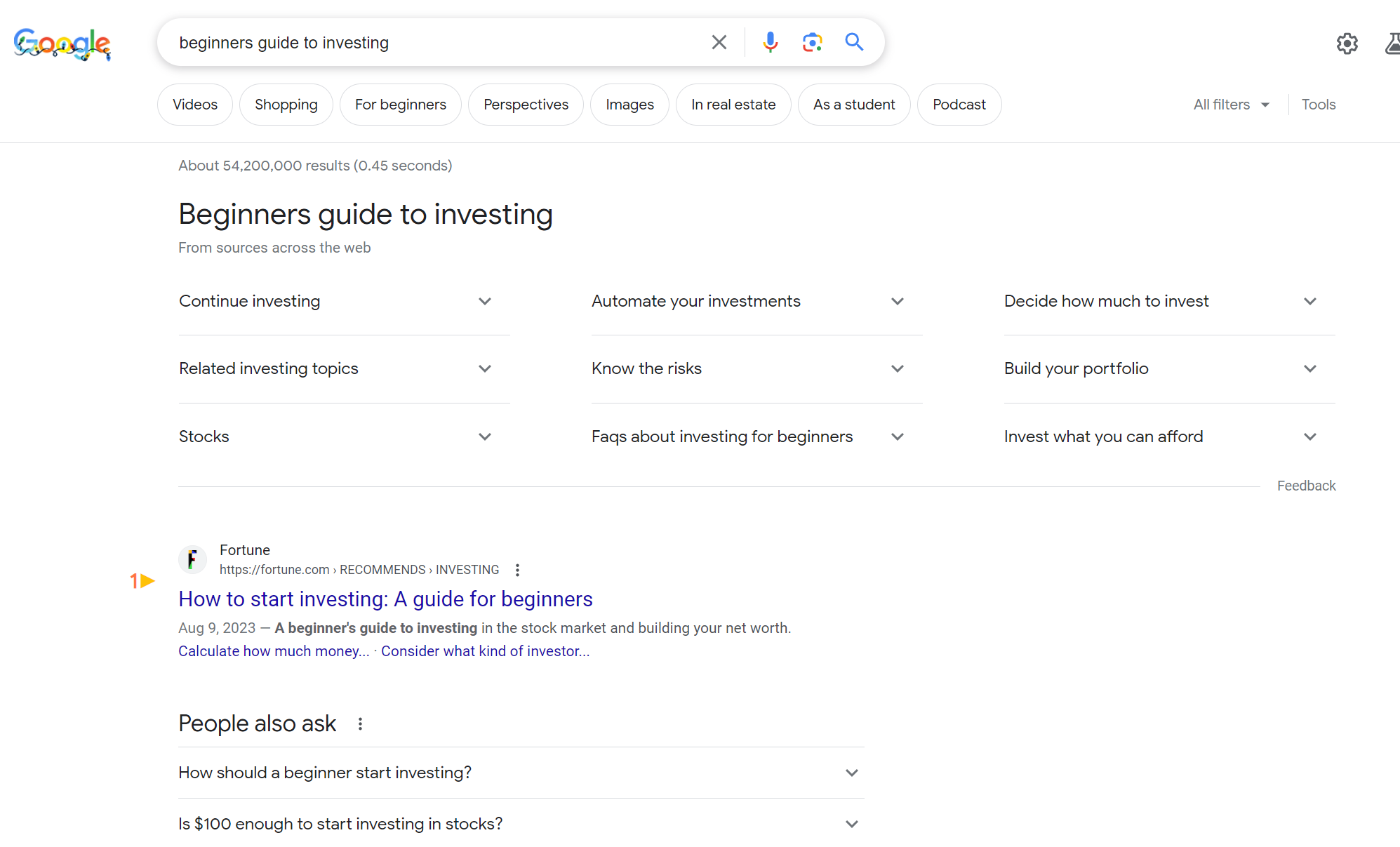 screenshot from search for beginners guide to investing google december 2023 657780fa97055 sej - 2 New Features Spotted in The SERPs