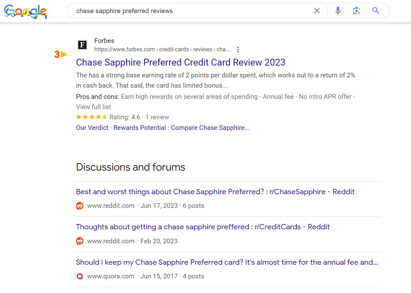 screenshot from search for chase sapphire preferred reviews google december 2023 65777fb6bf7ea sej - 2 New Features Spotted in The SERPs