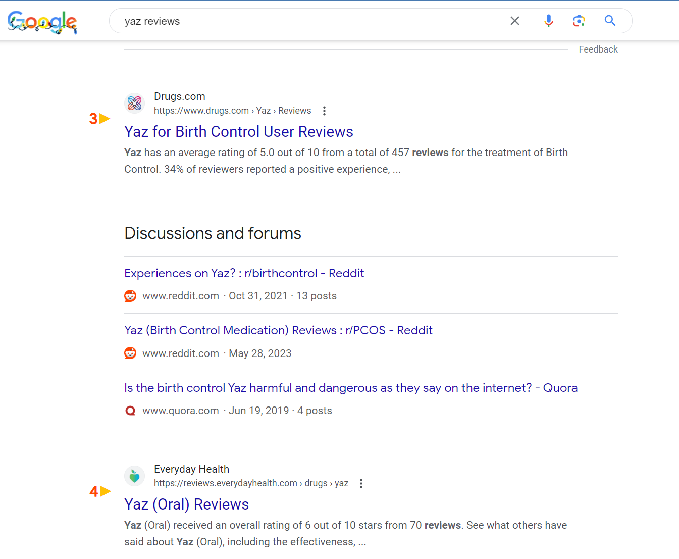 screenshot from search for yaz reviews google december 2023 657780c502a9b sej - 2 New Features Spotted in The SERPs