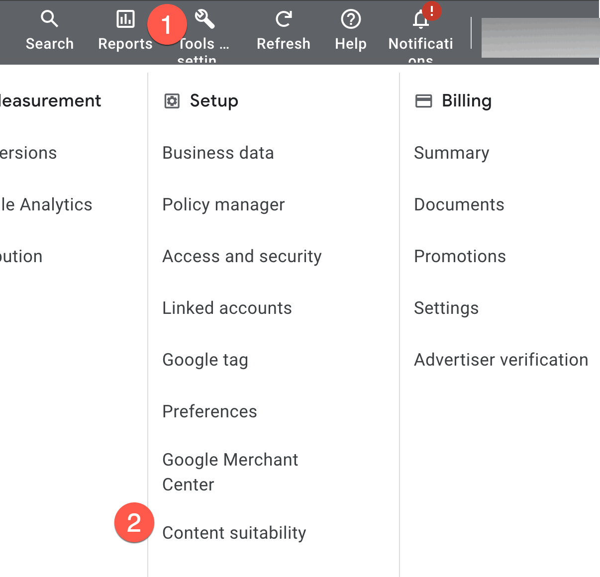 Capture d'écran du paramètre d'adéquation du contenu Google Ads