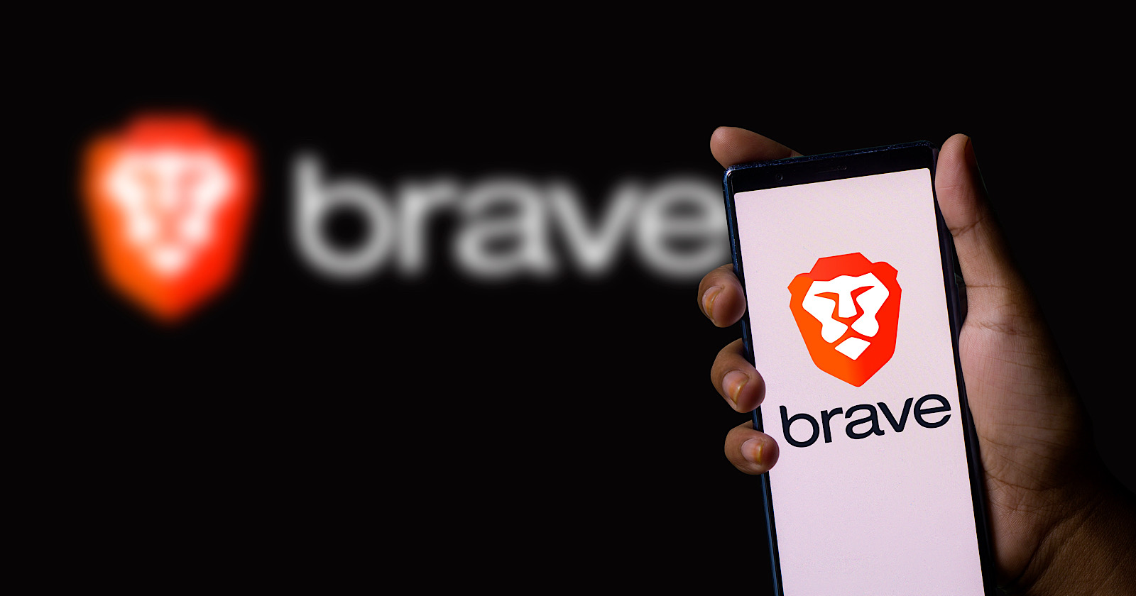 Brave browser logo on smartphone