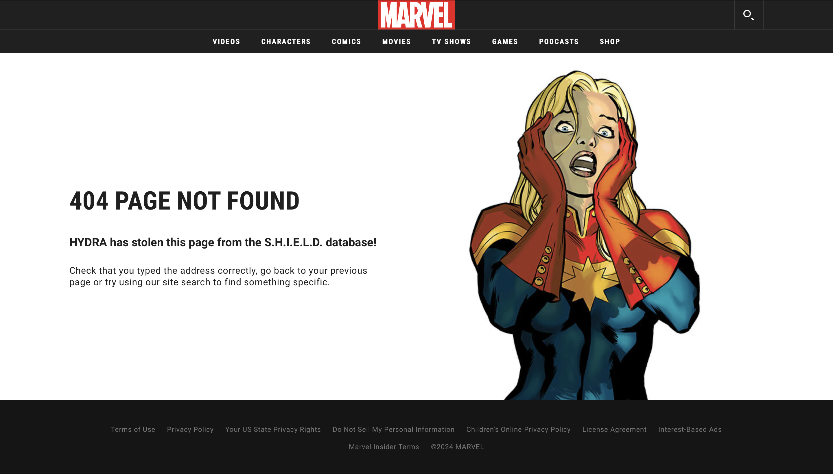 Marvel 404 page
