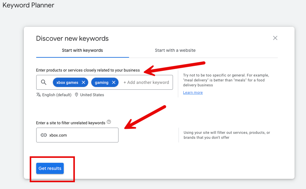 Discover new keywords adding services and url 