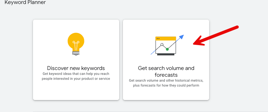 choosing the search volume and forecasts tab