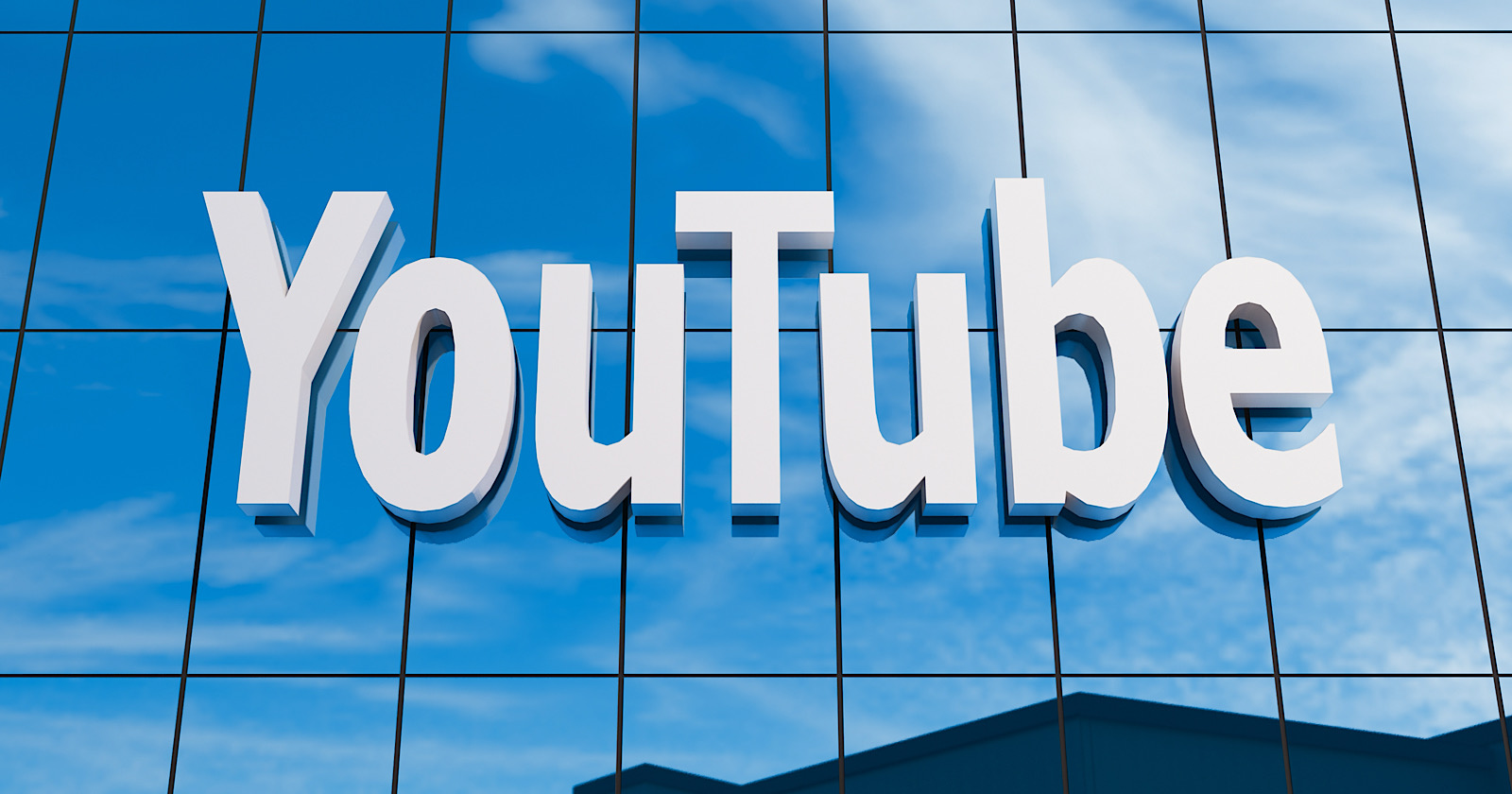 YouTube logo on the facade of the headquarter office, 3D Illustration
