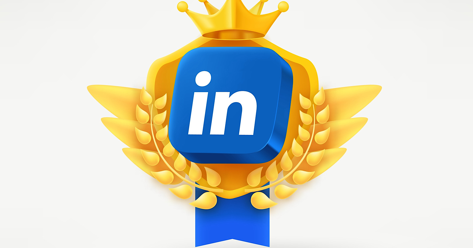 Linkedin application 3d icon on golden emblem.