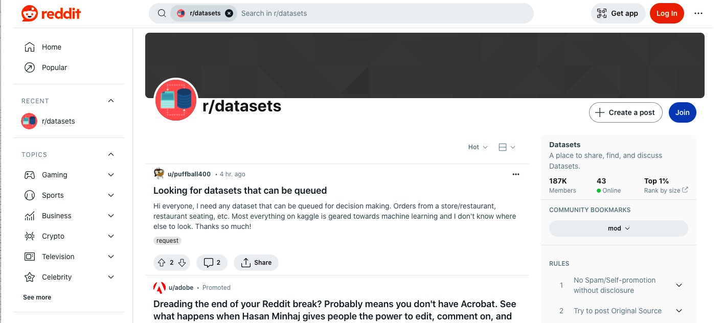 reddit r/datasets