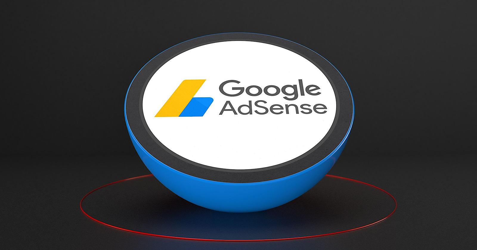 A Google AdSense featured prominently on a blue and white spherical surface