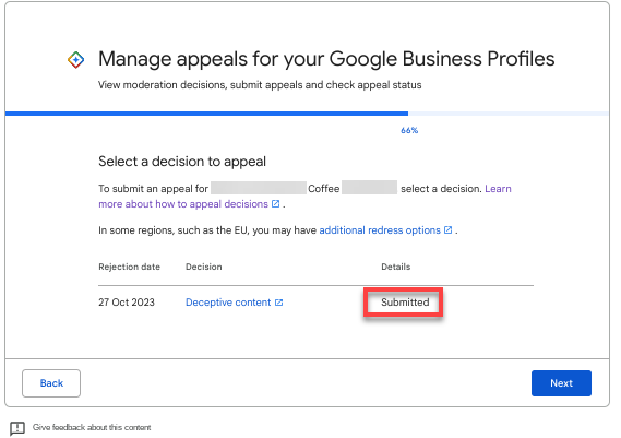return to tool after appeal submission submitted 65c69f11cefaf sej - Google Business Profile Suspended? Here’s How To Get Reinstated