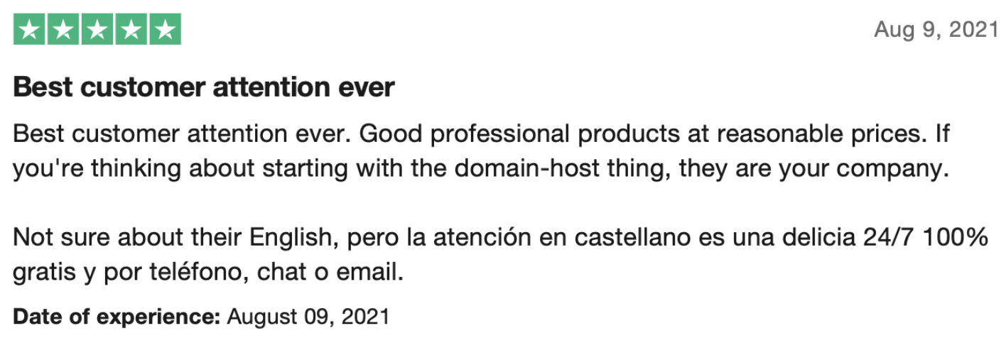 customer service feedback example
