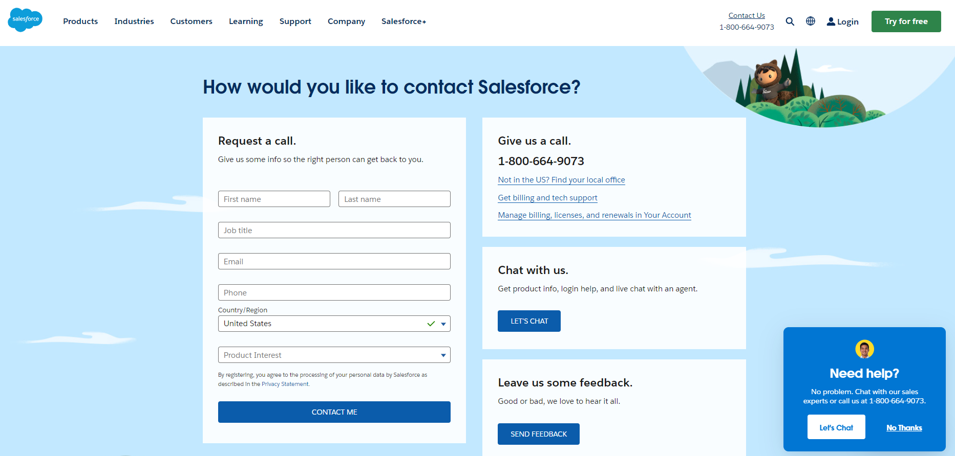 Salesforce Contact Us Page