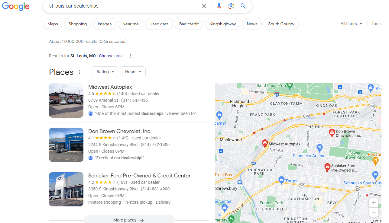 Google search for [st louis car dealerships]